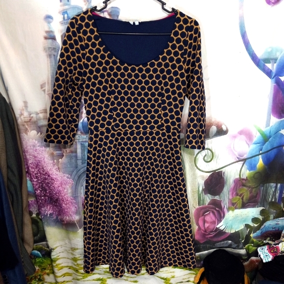 Boden Fit & Flare Sweater Dress 6L Polka Dot - Picture 3 of 10